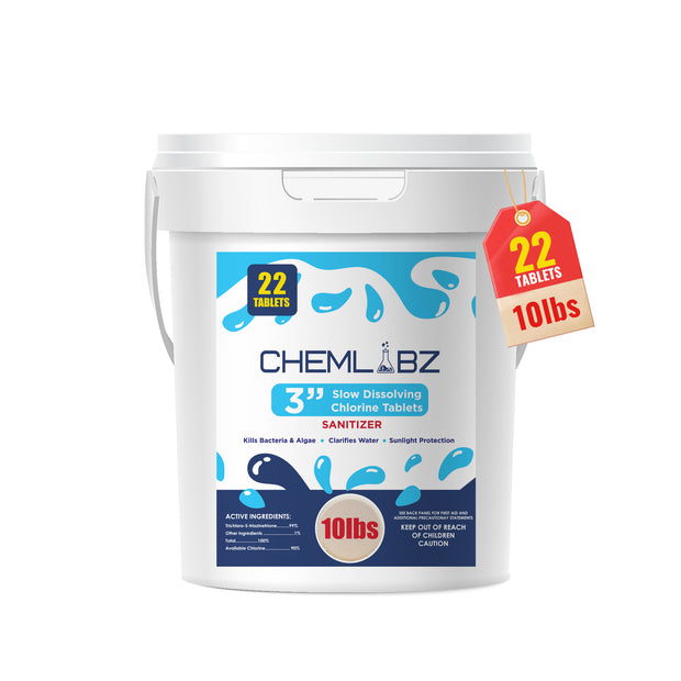 Chemlabz’s Ultimate Pool Care 3 Inch Chlorine Tablets Long Lasting Powerful Sanitization for Sparkling Pools & Spa Tub