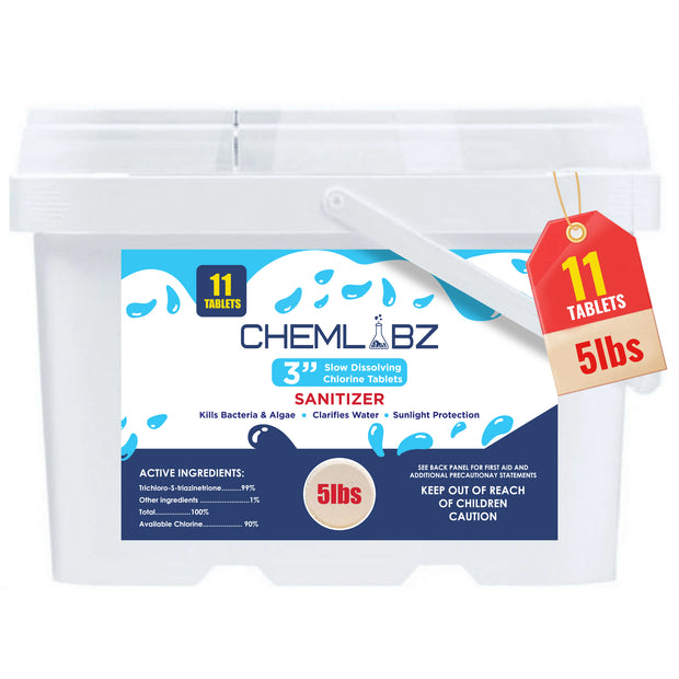 Chemlabz’s Ultimate Pool Care 3 Inch Chlorine Tablets Long Lasting Powerful Sanitization for Sparkling Pools & Spa Tub