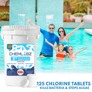 Chemlabz’s Ultimate Pool Care 3 Inch Chlorine Tablets Long Lasting Powerful Sanitization for Sparkling Pools & Spa Tub