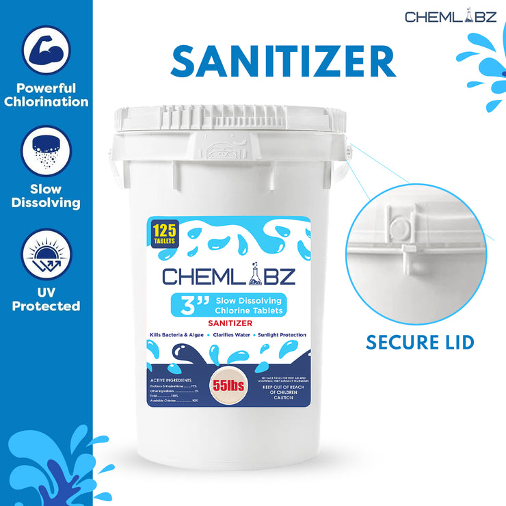 Chemlabz’s Ultimate Pool Care 3 Inch Chlorine Tablets Long Lasting Powerful Sanitization for Sparkling Pools & Spa Tub